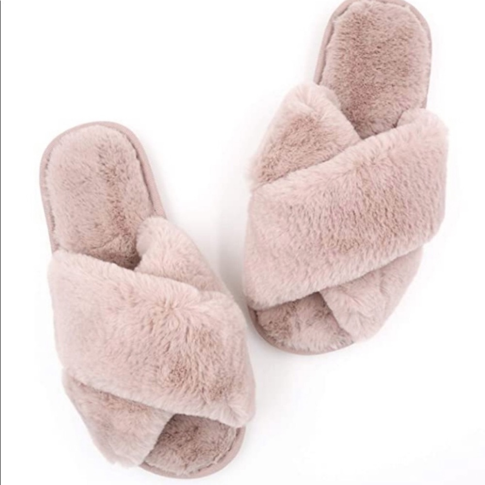 Plush Fuzzy Plush Pink Super Soft Slippers Slides
